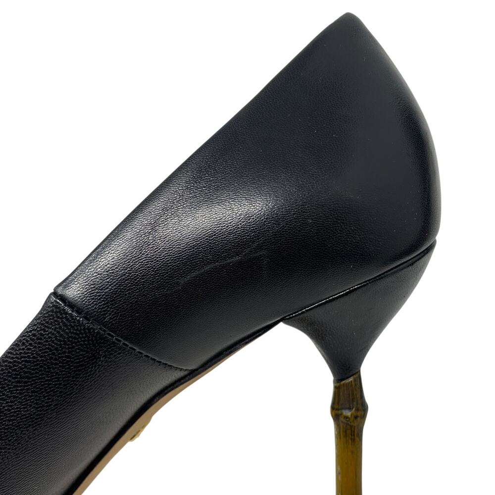 Gucci Kristen Bamboo Heel Black Leather Pointed Toe Stiletto Pumps EU 39 - Picture 10 of 11